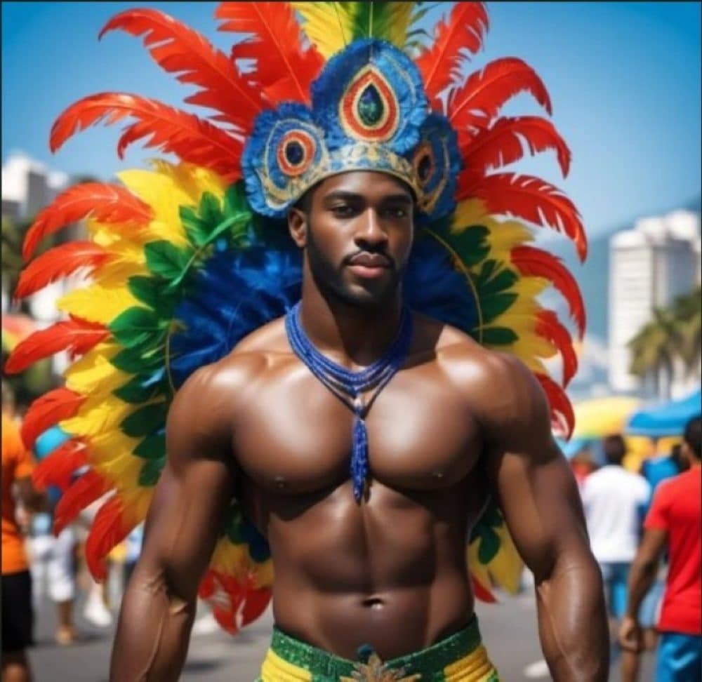 Sexy Trinidad Carnival Male Masquerader in Trinidad and Tobago playing mas